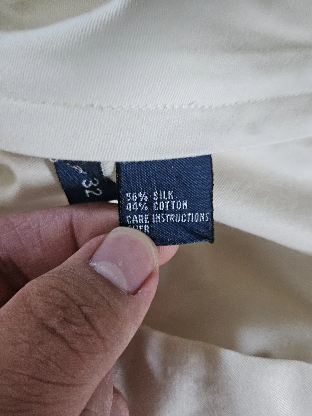 Vintage Polo Ralph Lauren Cream Silk Cotton Pleated Men's Dress Pants 36x32